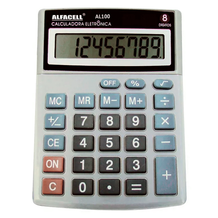 Calculadora de Mesa 08 Dígitos AL100 13,5 X 10,5 cm Alfacell - Imagem 1