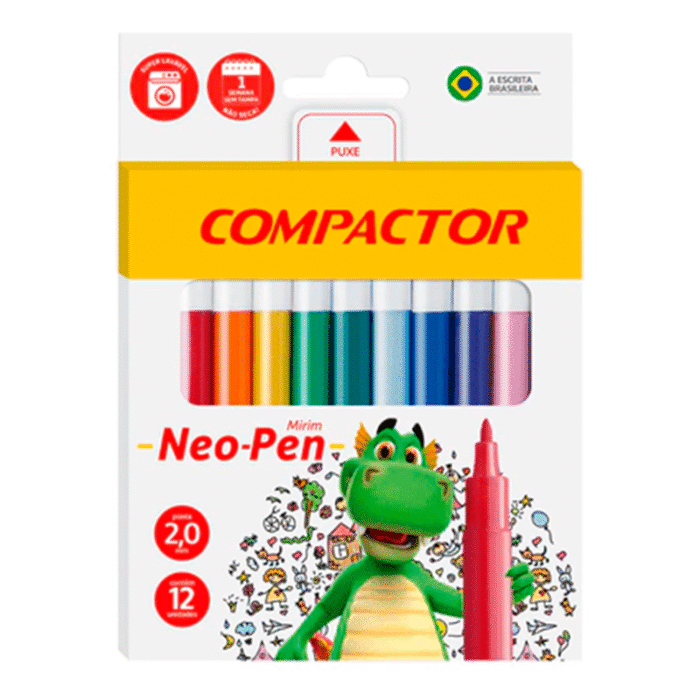 Caneta Hidrocor Neo Pen Mirim 12 Cores Compactor - Imagem 1