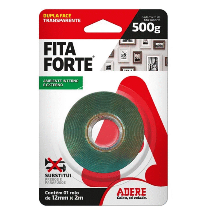 Fita Fixa Forte 12mmx02m Massa Acrílica Adere - Imagem 1