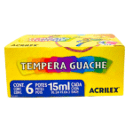 Tinta Guache Escolar 6 cores 15ml cada Acrilex 2020